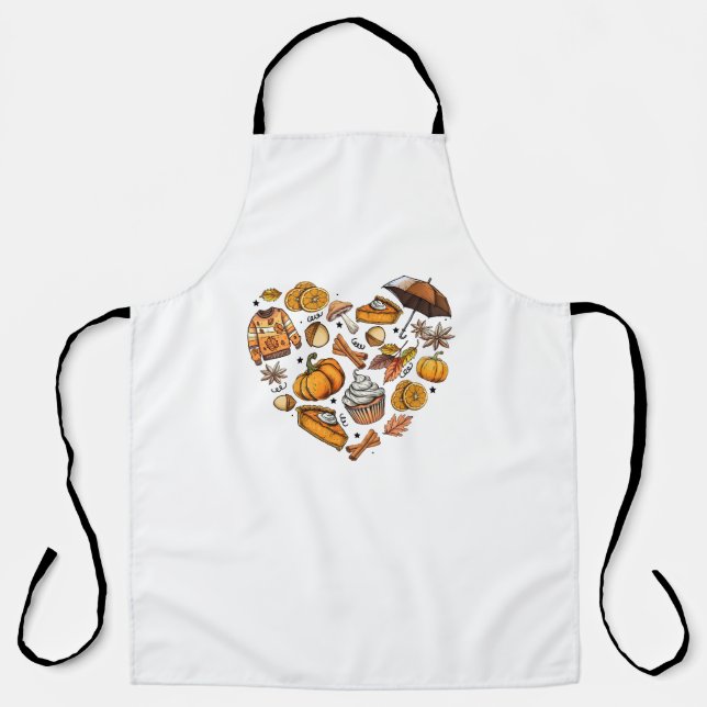 Hello Fall Autumn Leaves Cosy Seasonal Fall Apron (Front)