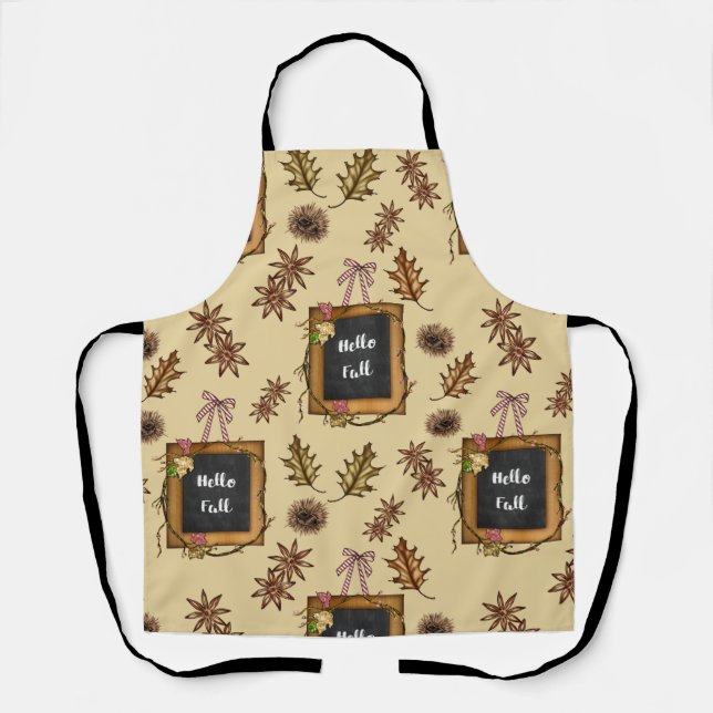 Hello Fall – Autumn Leaves Pattern for Cosy Season Apron (Front)
