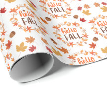 Hello Fall Autumn Leaves Seamless Pattern