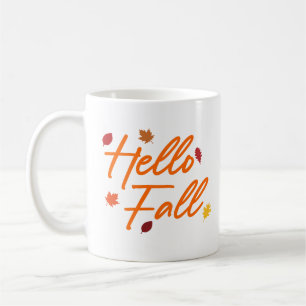 Hello Fall Autumn Maple Leaves Foliage  Coffee Mug