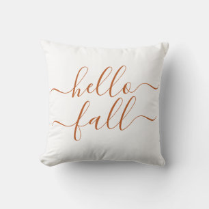 Hello Fall Autumn Orange Script Organic Cushion