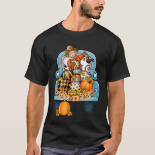 Hello Fall Autumn Pickup Pumpkin Patch Leaves Scar T-Shirt