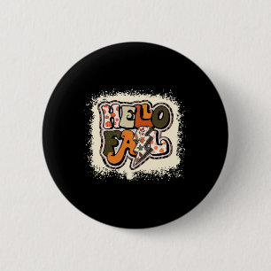Hello Fall Autumn Vibes Retro Groovy 6 Cm Round Badge