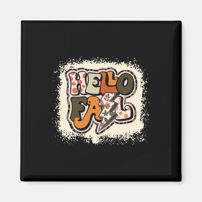 Hello Fall Autumn Vibes Retro Groovy  Magnet (Front)