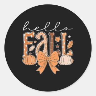 Hello Fall Autumn Vibes Thanksgiving Holiday Men W Classic Round Sticker