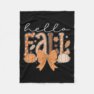 Hello Fall Autumn Vibes Thanksgiving Holiday Men W Fleece Blanket