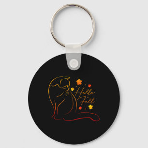 Hello Fall Cat Kitten Cat Lovers Women Girls Thank Key Ring