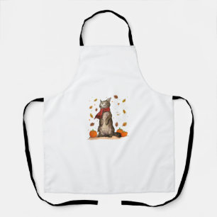 Hello Fall Cat Shirt Cat Autumn Leaves Kitten Love Apron