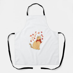 Hello Fall Cat Shirt Cat Autumn Leaves Kitten Love Apron