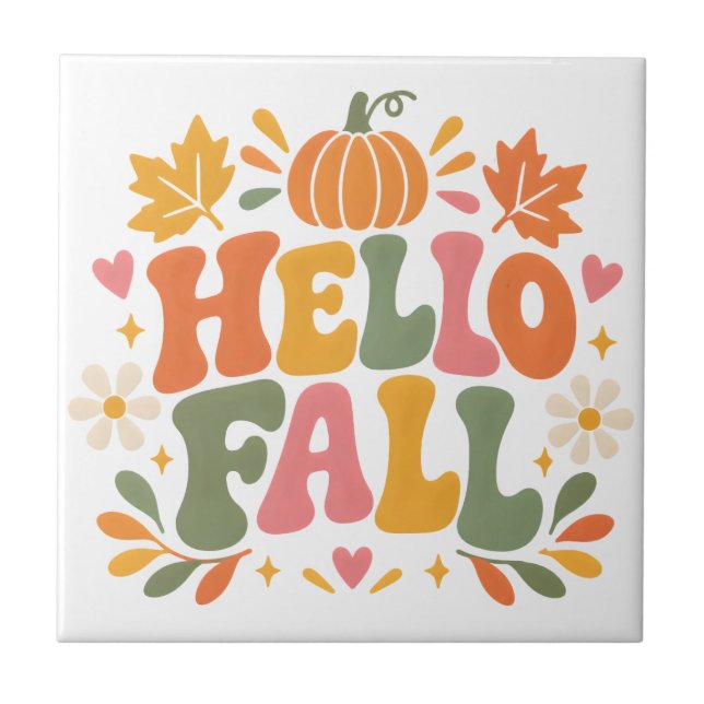Hello Fall Ceramic Tile (Front)