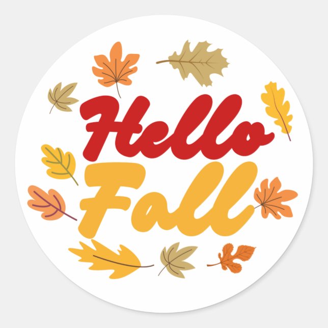 Hello Fall Classic Round Sticker (Front)