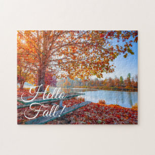 Hello Fall Colours on Lake Landscape Jigsaw Puzzle
