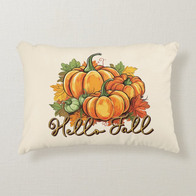 Hello Fall – Cosy Pumpkin Patch Decorative Cushion (Front)