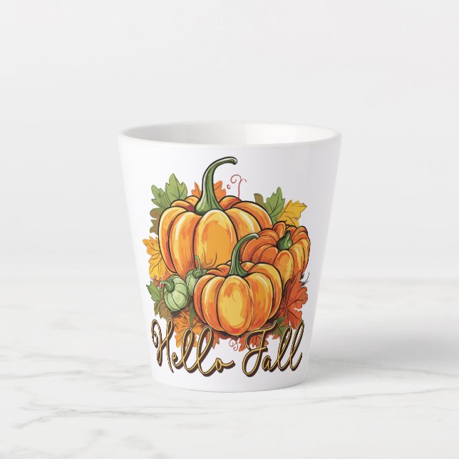 Hello Fall – Cosy Pumpkin Patch Latte Mug (Front)