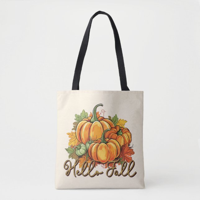 Hello Fall – Cosy Pumpkin Patch Tote Bag (Front)