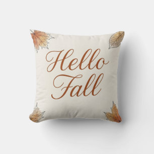 Hello Fall Elegant Watercolor Autumn Foliage Cushion