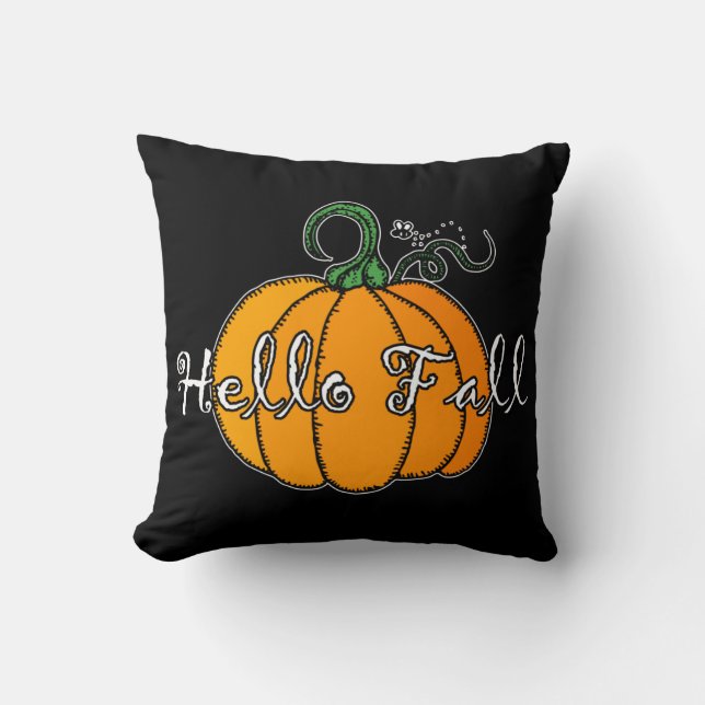 Hello Fall  Fall Pumpkin Hellow Pumpkin Cushion (Front)