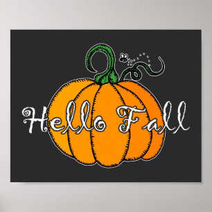 Hello Fall  Fall Pumpkin Hellow Pumpkin Poster