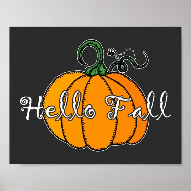 Hello Fall  Fall Pumpkin Hellow Pumpkin Poster (Front)