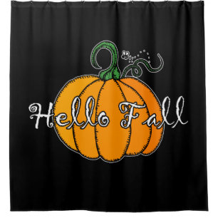 Hello Fall  Fall Pumpkin Hellow Pumpkin Shower Curtain