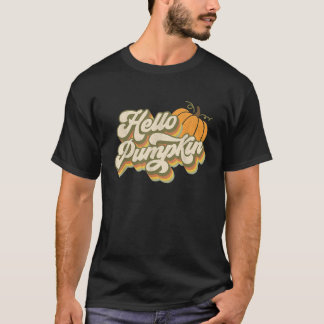 Hello Fall Falling Autumn Pumpkin Fall For Women T-Shirt