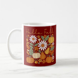 Hello Fall Floral Pumpkin Coffee Mug