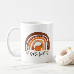 Hello Fall Fun Pumpkin And Rainbow  Coffee Mug