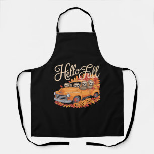 Hello Fall Funny Sloth Halloween pumkin Classic T- Apron