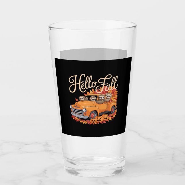 Hello Fall Funny Sloth Halloween pumkin Classic T- Glass (Front)