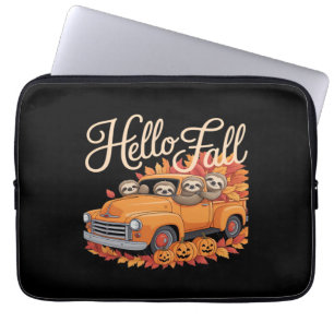 Hello Fall Funny Sloth Halloween pumkin Classic T- Laptop Sleeve