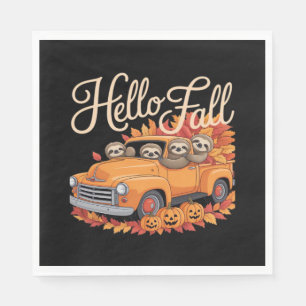 Hello Fall Funny Sloth Halloween pumkin Classic T- Napkin