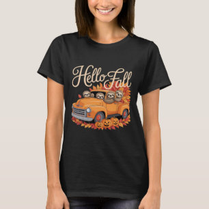Hello Fall Funny Sloth Halloween pumkin Classic T- T-Shirt