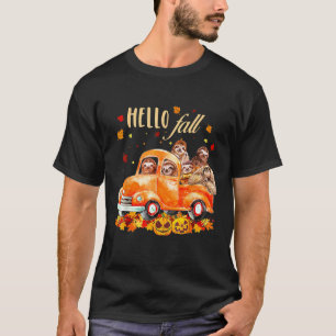 Hello Fall Funny Sloth T-Shirt Halloween pumkin