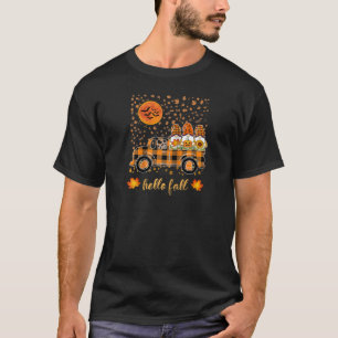 Hello Fall Gnome Pumpkin Halloween buffalo plaid T T-Shirt