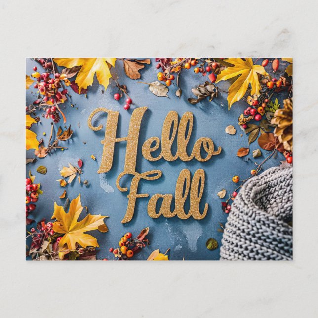 Hello Fall greeting card with flowers  (Front)