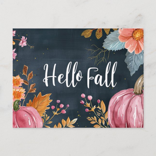 Hello Fall greeting card with flowers  (Front)