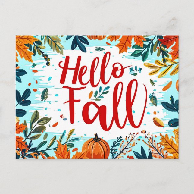 Hello Fall greeting card with flowers  (Front)