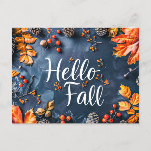 Hello Fall greeting card with flowers 