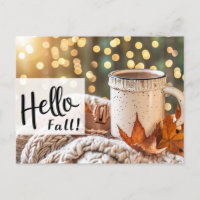 Hello Fall greeting card with mug