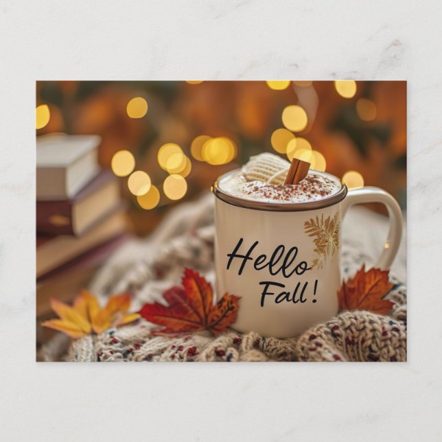 Hello Fall greeting card with mug (Front)