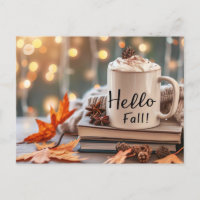 Hello Fall greeting card with mug