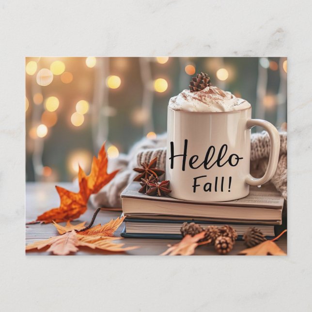 Hello Fall greeting card with mug (Front)