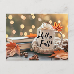 Hello Fall greeting card with mug