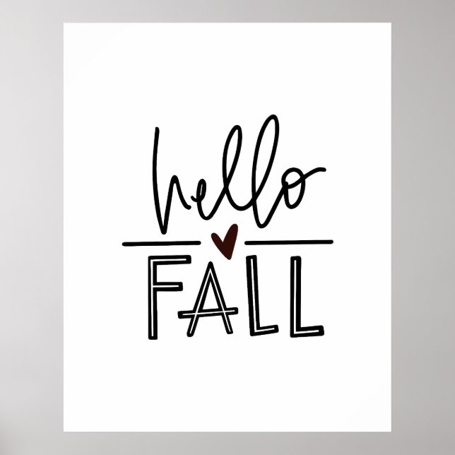 Hello Fall Hand Lettered  Autumn Poster  (Front)