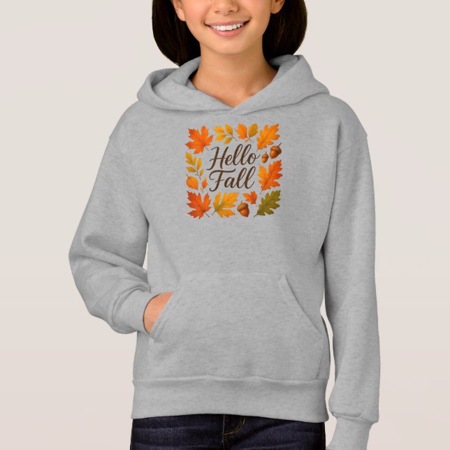 Hello Fall leaves and acorns (Front)