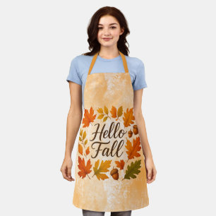 Hello Fall leaves and acorns Apron