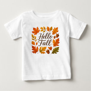 Hello Fall leaves and acorns Baby T-Shirt
