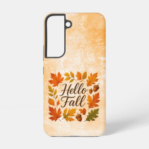 Hello Fall leaves and acorns Samsung Galaxy Case