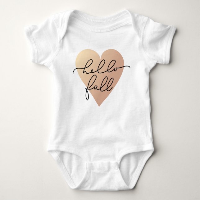 Hello Fall Love Heart Baby Bodysuit (Front)