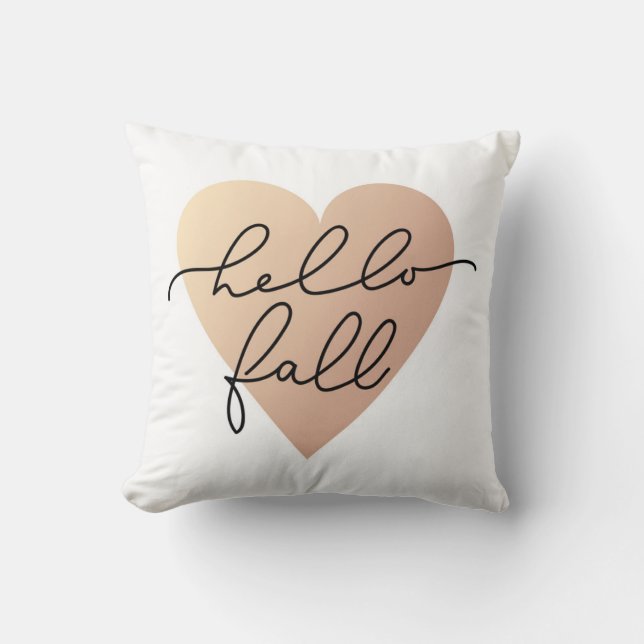 Hello Fall Love Heart Cushion (Front)